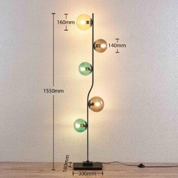 Lindby Avalyn stojaca lampa viacfarebná, čierna - Image 2