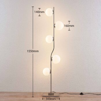 Lindby Avalyn stojaca lampa biela, nikel - Image 2