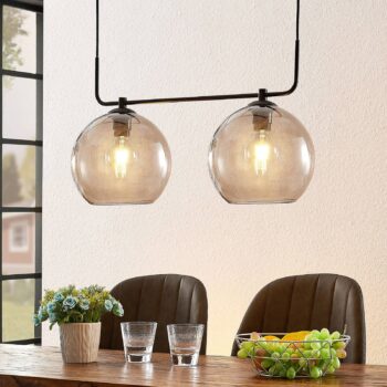 Lindby Dasita závesná lampa, dymové sklo, 2 svetlá