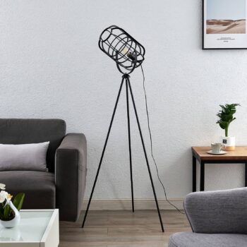 Lindby Keara stojaca lampa, 3 nohy, klietka
