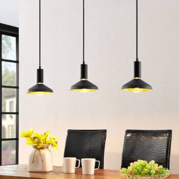 Archio Jaika závesná lampa, tri zdroje, čierna