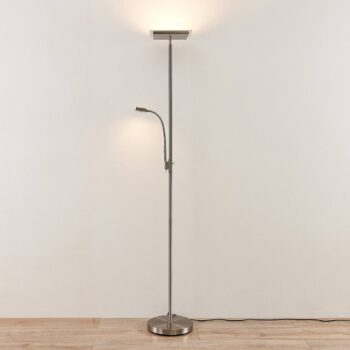 Lindby Kavi LED stojaca lampa na čítanie hranatá