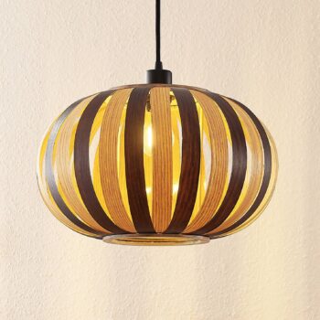 Lindby Tikva drevená závesná lampa