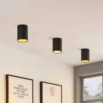 ELC Maylou downlight, kruh, čierno-zlatá GU10