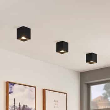ELC Efey stropná lampa, GU10, štvorcová, čierna