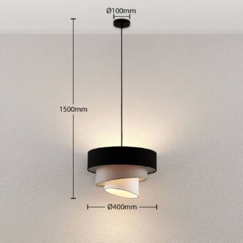 Lindby Coria závesná lampa, čierna a sivá - Image 2