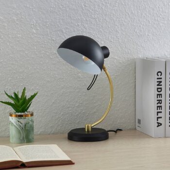 Lindby Taissia stolná lampa, čierna, mosadz - Image 2