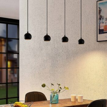 Arcchio Renko závesná lampa, 4-plameňová, čierna