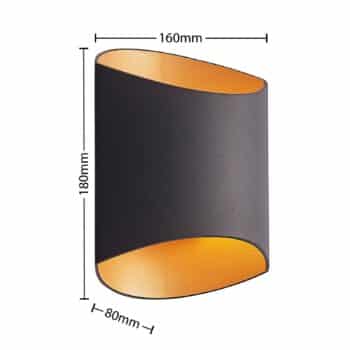 Arcchio Vilja nástenná lampa, čierna, zlatá oválna - Image 2