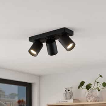 Arcchio Leevya stropná lampa 3-pl. čierna