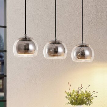 Lindby Daymien závesná lampa, 3-plameňová, chróm