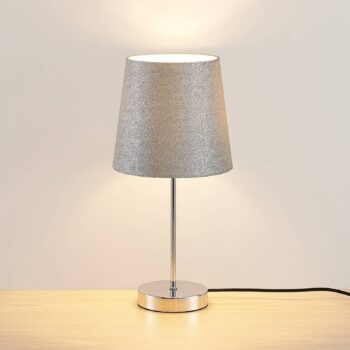 Lindby Leza stolná lampa chróm tienidlo strieborné - Image 2