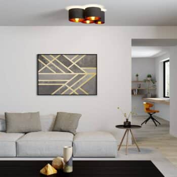 Lindby Laurenz stropná lampa, 4–pl., čierno–zlatá - Image 2