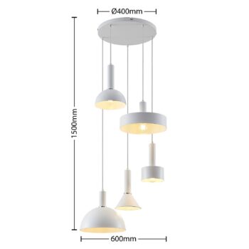 Lindby Mareke, závesná lampa, pieskovo-biela - Image 2