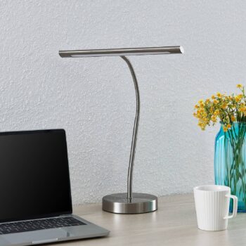 Lindby Nikali LED stolná lampa, nikel