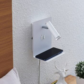 Lucande Zavi nástenné LED svietidlo, USB, biele - Image 2