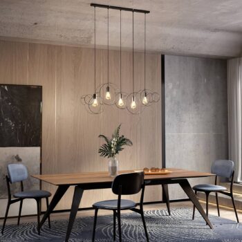 Lucande Andrik závesná lampa, 5-pl., kruhy