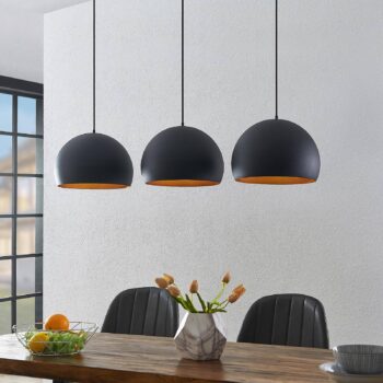 Lindby Tarjei závesná lampa, 146 cm, čierno-zlatá - Image 2