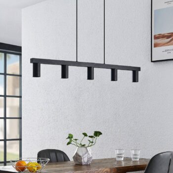 Lindby Baliko závesná lampa, 5-plameňová, čierna - Image 2