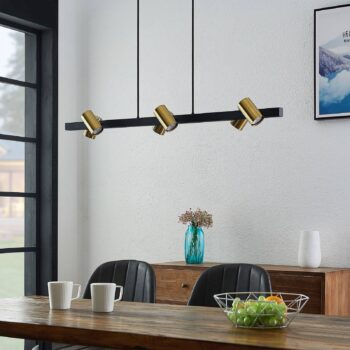 Lindby Savoli závesná lampa, dlhá, čierno-zlatá - Image 2