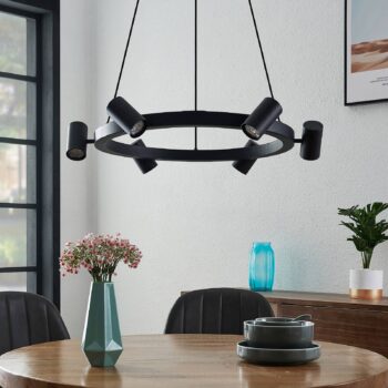 Lindby Savoli závesná lampa, okrúhla, čierna - Image 2