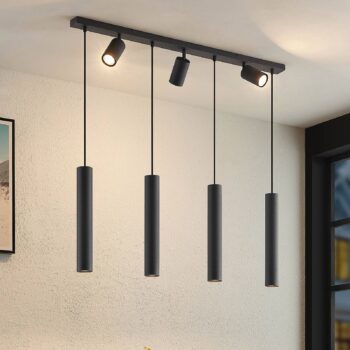 Lindby Sanad závesná lampa čierna 7-pl podlhovastá - Image 2