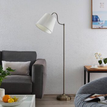 Lindby Christer stojaca lampa, mosadz, krém 150 cm - Image 2