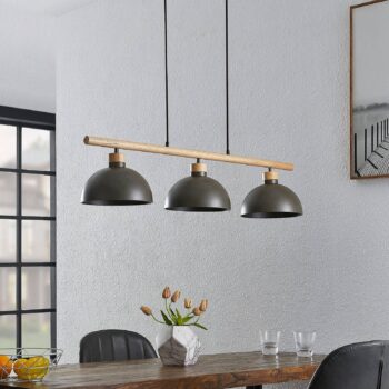 Lindby Tirzana závesná lampa 3-plameňová tmavosivá - Image 2