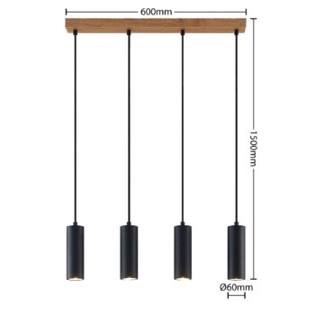 Lindby Maniva závesná lampa v čiernej - Image 2