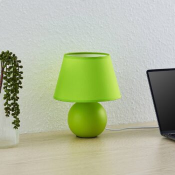 Lindby Calliota stolná lampa okrúhla svetlozelená - Image 2