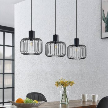 Lindby Vatiki závesná lampa klietkové tienidlo 3pl