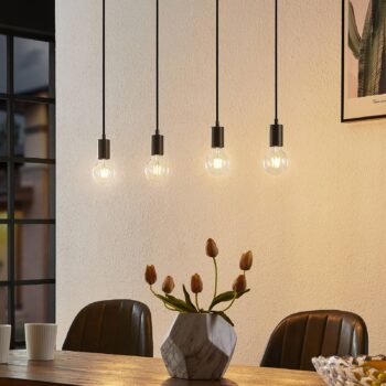 Lindby Amilia závesná lampa s drevom, 4-plameňová