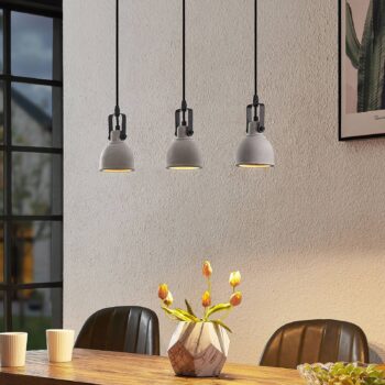 Lindby Amilia závesná lampa betónové tienidlá 3-pl