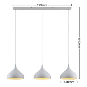 Lindby Elamira závesná lampa, 3-plameňová, biela - Image 2