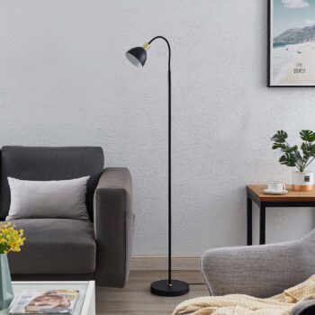 Lindby Genora stojaca lampa v čiernej, 1-plameňová