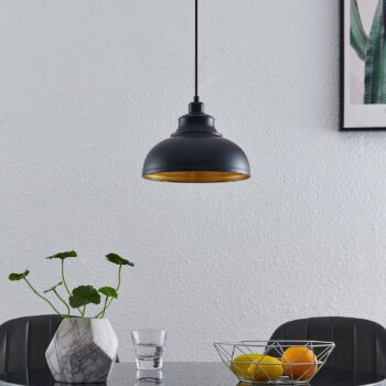 Lindby Emna závesná lampa, 1-pl, čierno-zlatá - Image 2