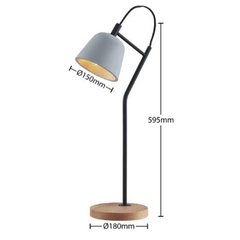 Lucande Otavis stolná lampa z betónu a dreva - Image 2