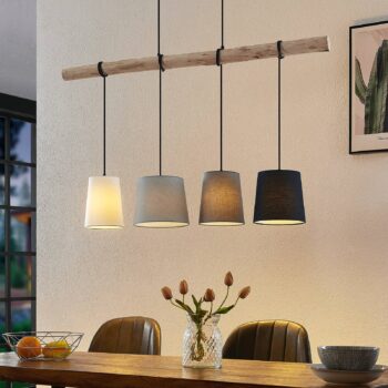 Lindby Hinai závesná lampa, čierna, sivá, biela - Image 2