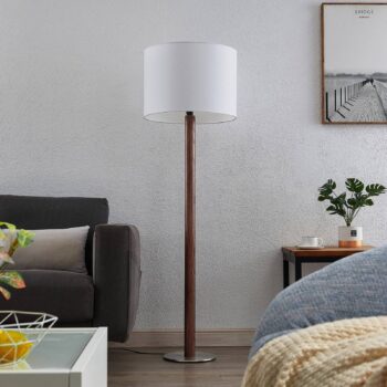 Lucande Larkira látková stojaca lampa okrúhla 48cm