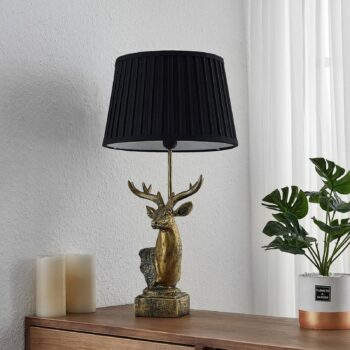 Lindby Kijang stolná lampa, podstavec tvar jeleňa