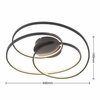 Lindby Kateryna stropné LED svietidlo čierne Ø60cm - Image 2