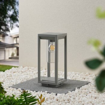 Lindby Estami stĺpiková lampa 35cm strieborno-sivá