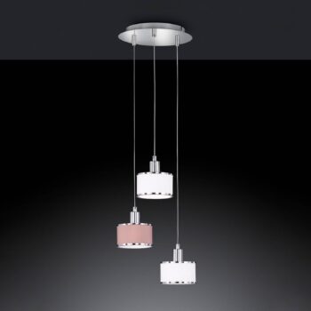 Závesná lampa Chiara, 3-pl., chróm/biela/hnedá - Image 2