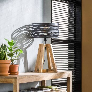 Stolná lampa Crossround drevený trojnohý podstavec - Image 2