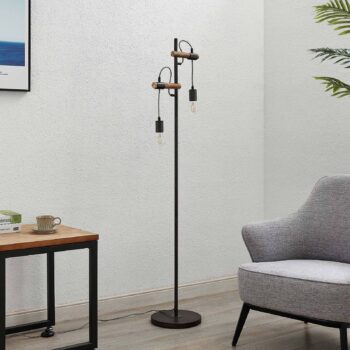 Lindby Sibillia stojaca lampa z kovu a dreva - Image 2