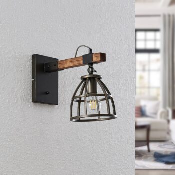Lindby Tanina nástenná lampa, tienidlo klietka - Image 2