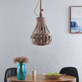 Lindby Haruno závesná lampa z ratanu, 33 cm - Image 2