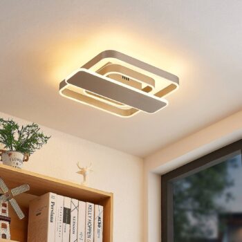 Lucande Linetti stropné LED nikel hranaté 40 cm - Image 2