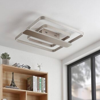 Lucande Linetti stropné LED nikel hranaté 70cm - Image 2