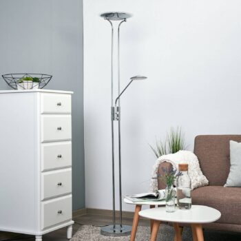 Stojaca LED lampa s lampou na čítanie Aras chróm - Image 4